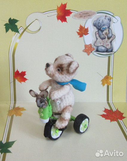 Игрушки вязаные крючком. Мишка на велосипеде