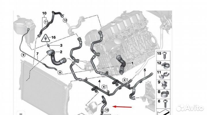 Патрубок радиатора двс Bmw X1 E84 N52B30AE 2011