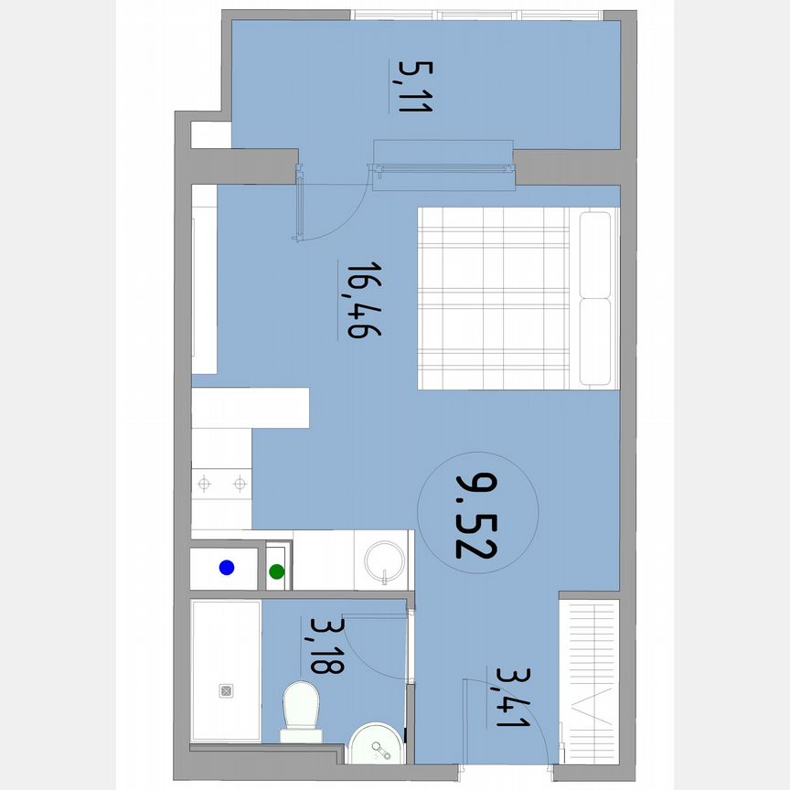 1-к. апартаменты, 28,8 м², 9/13 эт.