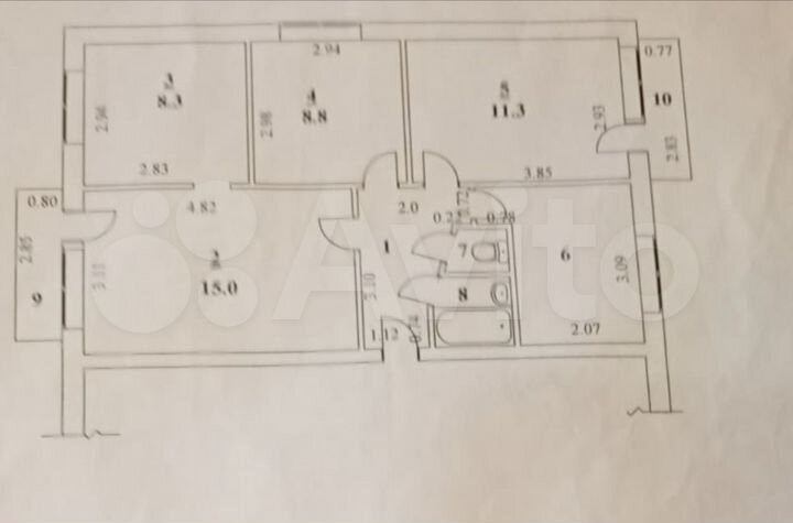 4-к. квартира, 58,1 м², 3/5 эт.