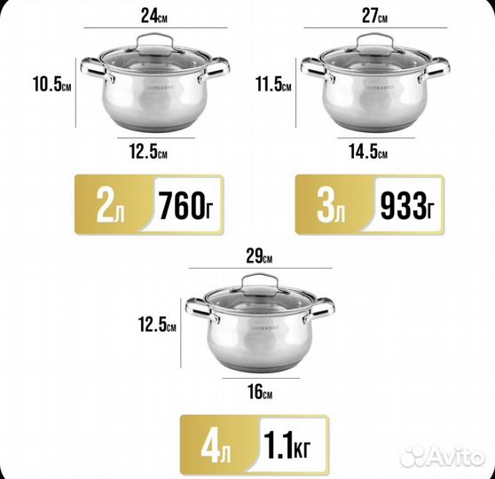 Набор кастрюль новый