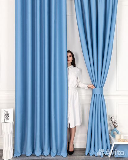 Портьеры блэкаут Марсель Лазурный шторы