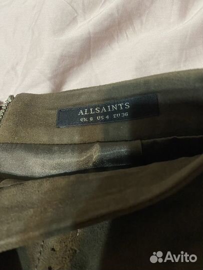 Замшевая юбка миди бренда AllSaints