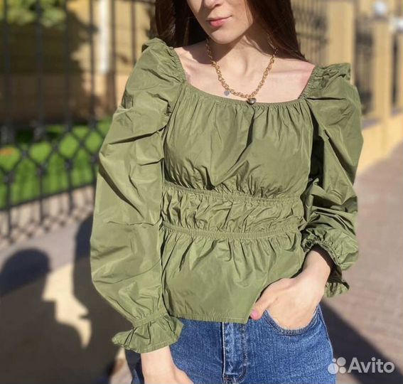 Блуза блузка рубашка зелёная