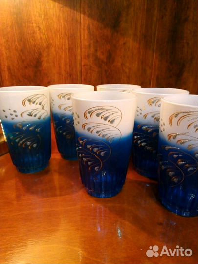 Стаканы.Синее стекло.Новые