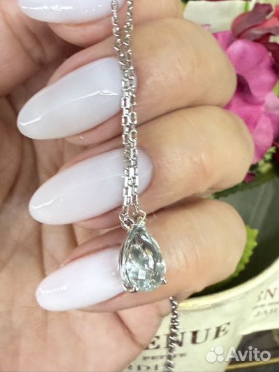 Колье с аквамарином 750 пробы Бронницы