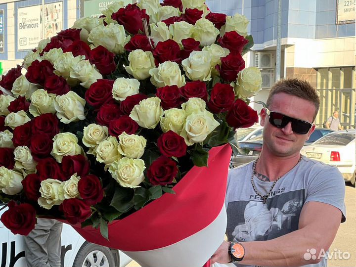 101 Роза Эквадор Доставка цветов 51 75 85 Цветы