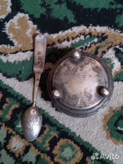 Серебряная солонка с ложечкой 84 пробы 1895г
