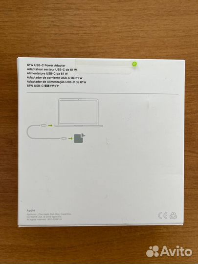 Адаптер питания apple 61W USB-C MRW22ZM/A