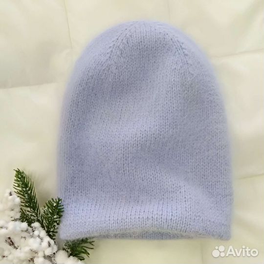 Шапка бини двойная, пух норки