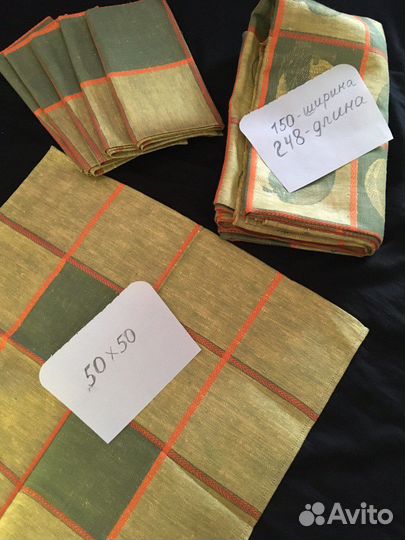 Скатерть и салфетки из льна новые