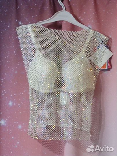 Топ стразы, белый