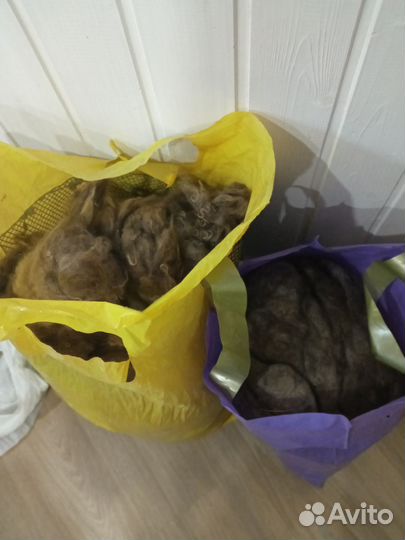 Козий пух серый и бежевый