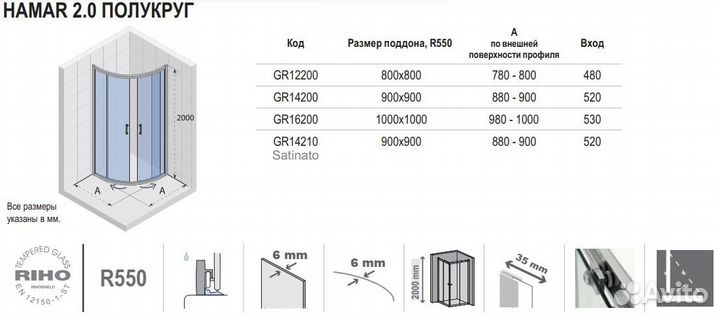 Душевое ограждение riho GR12200 2025