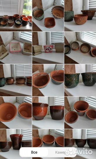 Керамические глиняные горшки, кашпо