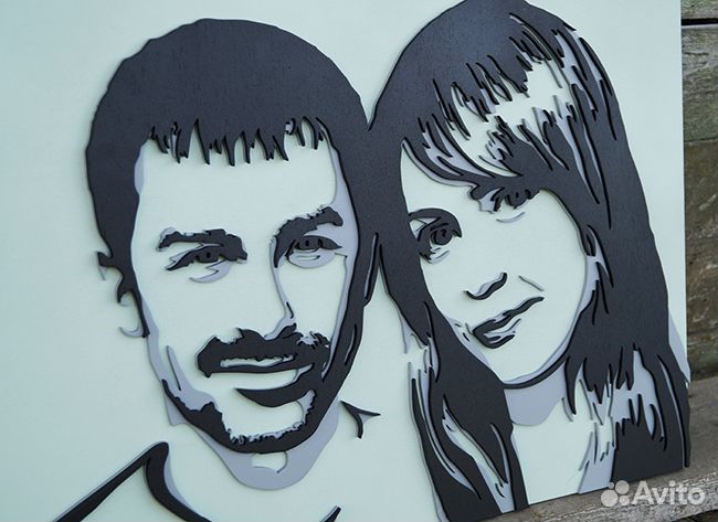 Портрет по фото из дерева 3D, картина на заказ