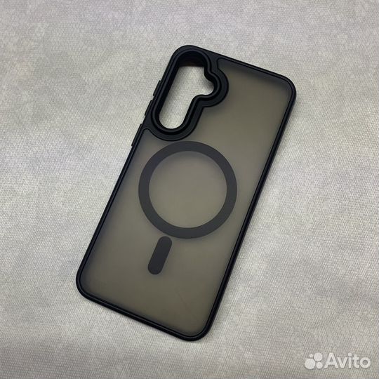 Чехол на Samsung S23 FE матовый черный MagSafe