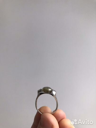 Комплект серьги и кольцо с лабрадором