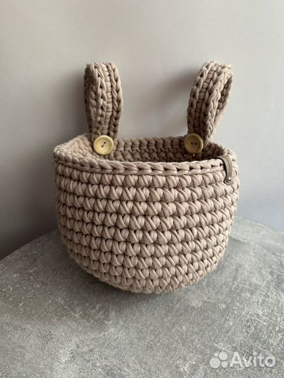 Вязаный кармашек органайзер из трикотажной пряжи