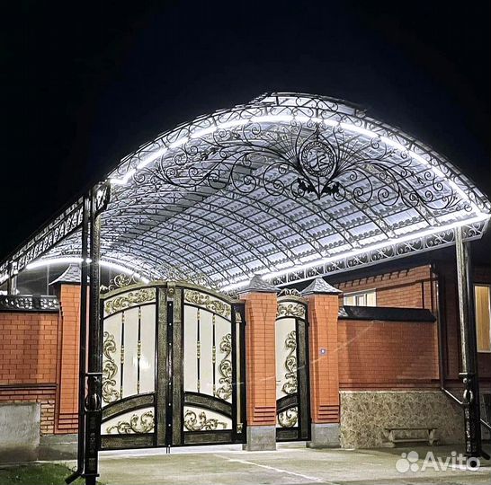 Навесы кованные из поликарбоната