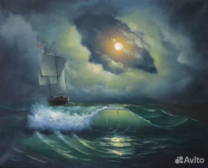 Картина Маслом Морской пейзаж Шторм