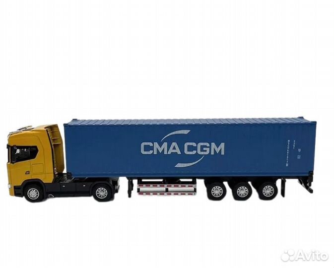 Модель грузовика тягач,прицеп-контейнер синий