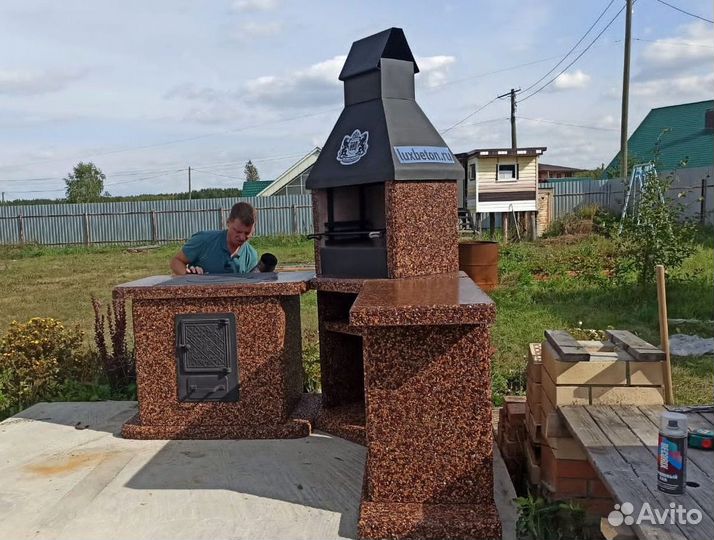 Печь барбекю, печь под казан, стол в наличии