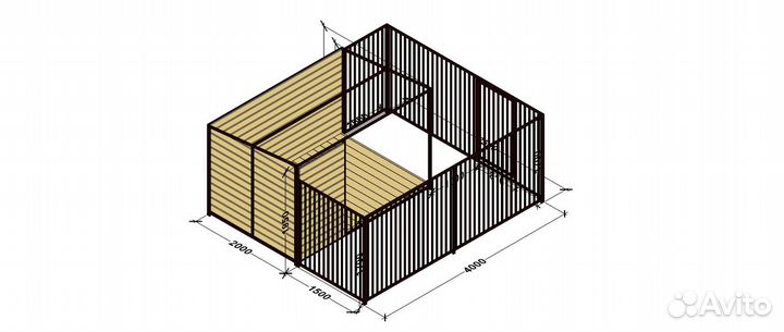 Вольер 3х2 с выгулом и мягкой кровлей