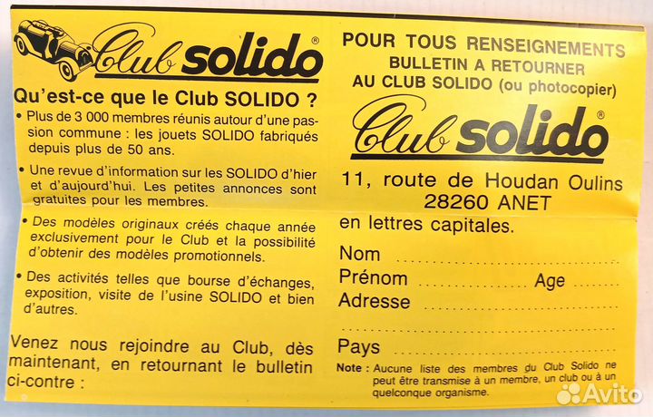 Буклет-каталог моделей фирмы Solido за 1990 год