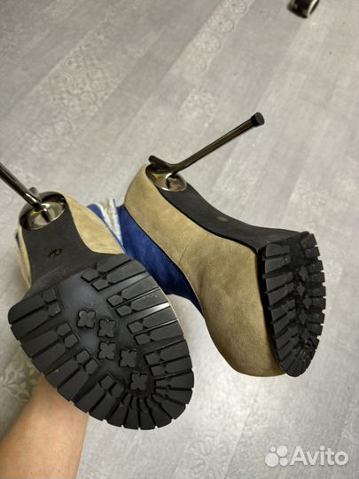 Ботильоны зимние на каблуке замшевые