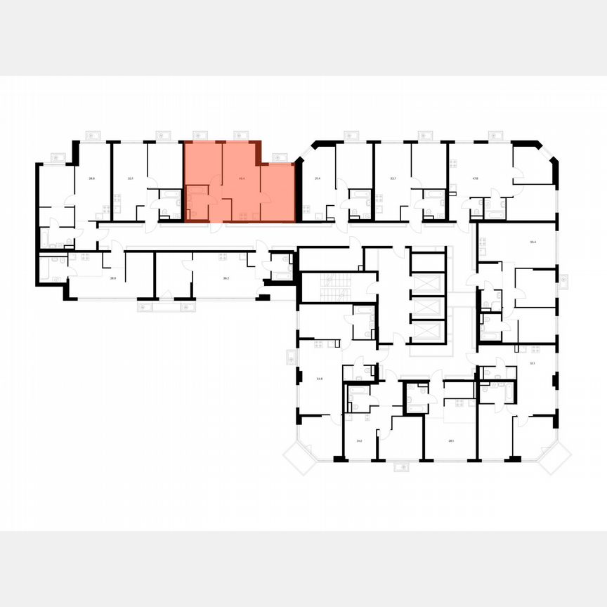 2-к. квартира, 46,4 м², 9/23 эт.