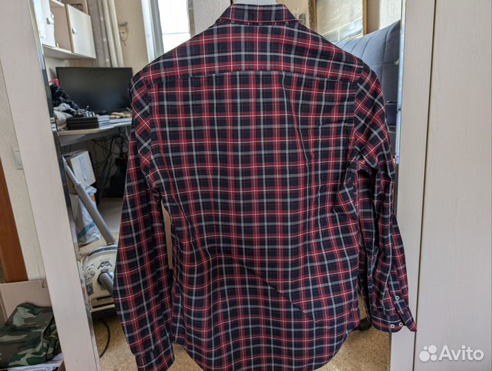 Рубашка zara в клетку М (48) slim