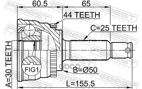 ШРУС наружный 30X50X25 hyundai elantra 00- 1210