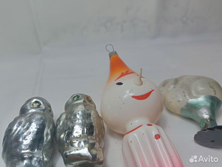 Ёлочная игрушка СССР Буратино, Заяц, Сова, Филин