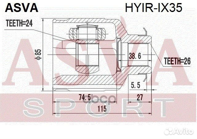 ШРУС внутренний перед прав hyirix35 asva