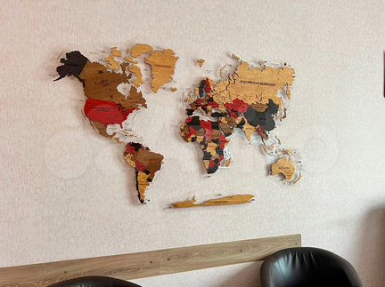 Карта мира из дерева Премиум Пенза "Редвуд"