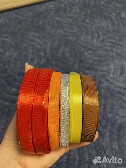 Атласная лента красная набор из разных цветов