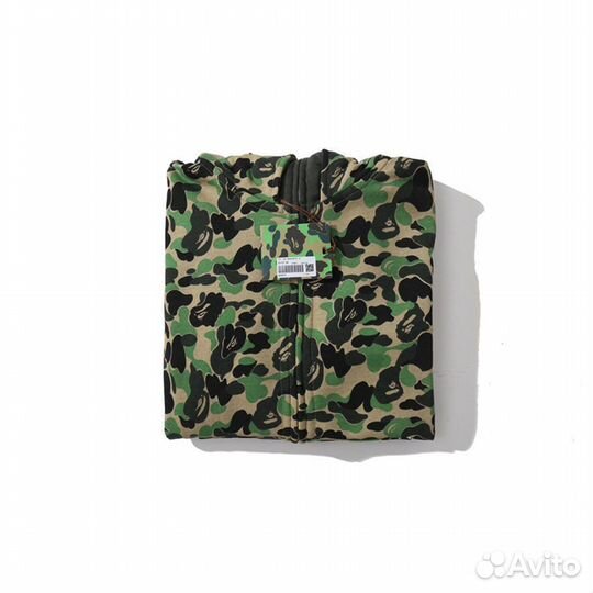 Зип худи Bape full zip double hood зелен