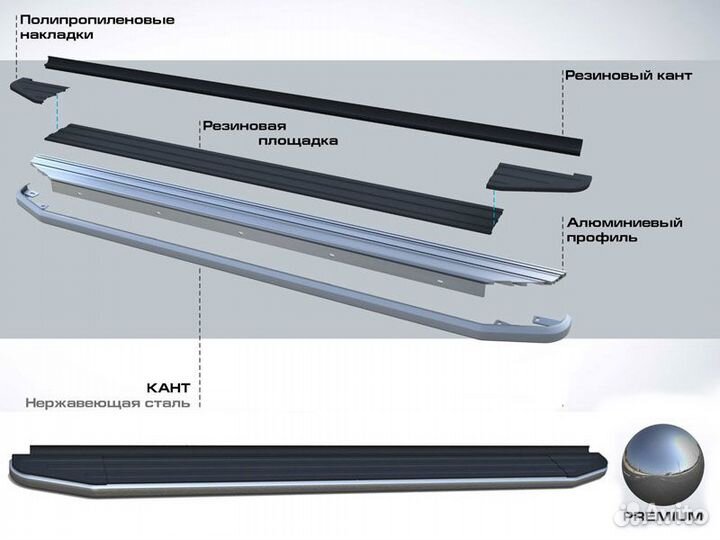 Подножки боковые пороги Volvo XC90 I, 2002-2006 Rival A193ALP.5901.1