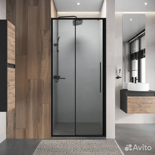 Душевая дверь Niagara Nova 100 NG-84-L10CHB профиль черный матовый/стекло шиншилла