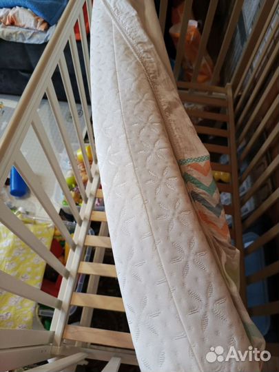Детская кровать+матрасик+бортики