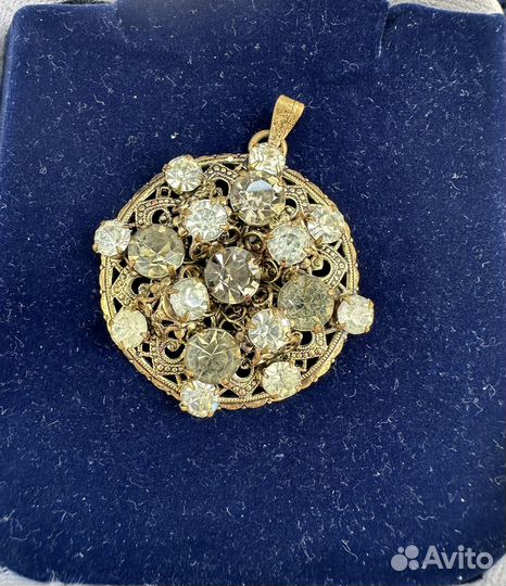 Подвеска кулон дымчатое чешское стекло СССР винтаж