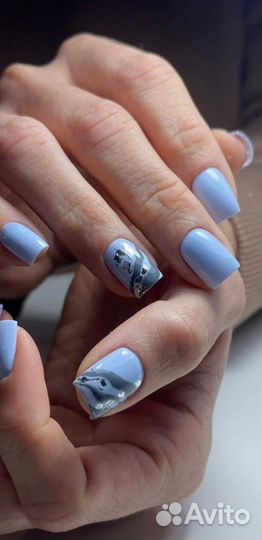 Маникюр, гель-лак, выравнивание н.п., наращивание