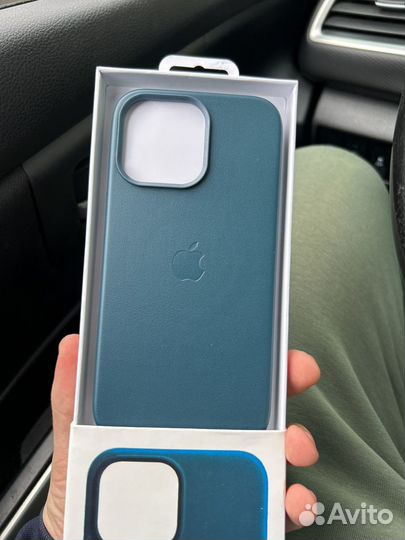 iPhone 14 pro max leather case magsafe синий