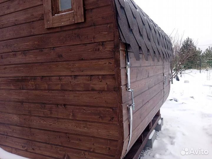 Баня бочка квадро 2х3 +козырёк