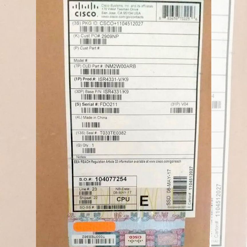 [ISR4331-V/K9] Маршрутизатор Cisco (Новый) Isr4331-V/K9
