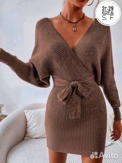 Платье женское кашемир с поясом