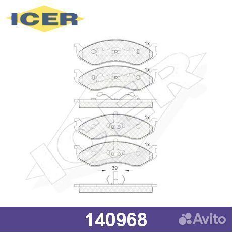 Комплект тормозных колодок 140968 icer