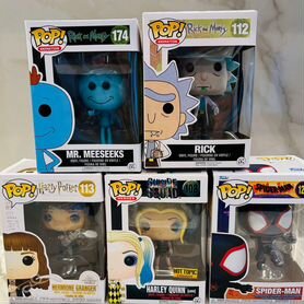 Funko pop spider man harley quinn rick and morty