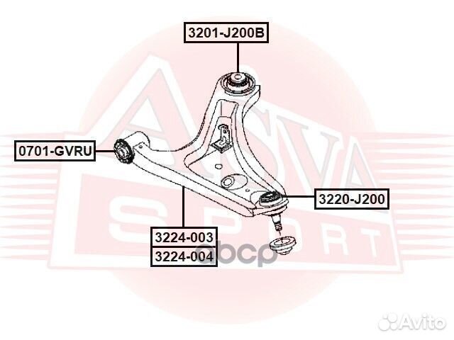 Рычаг передний нижний правый 3224-003 asva